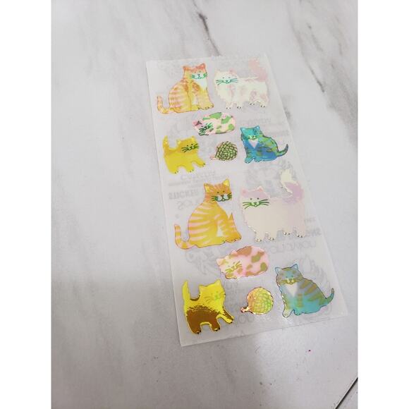 Vintage Sandylion Stickers Iridescent Opal Cats Kittens 1980’s Shiny sandy‎ lion - Picture 6 of 6